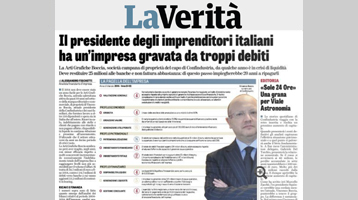 Il presidente degli imprenditori italiani ha un’impresa gravata da troppi debiti